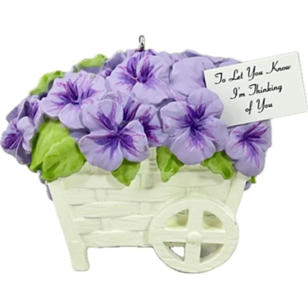 Hallmark Pansies Stand For Thoughts 2014 Keepsake Ornament OS Purple Flower Cart
